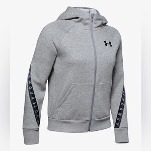 UNDER ARMOUR Heather Gray Fleece Hoodie, Size XS (Loose Fit)